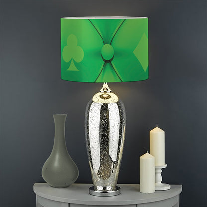 Green Playing Card Suits Pattern Print Drum Lamp Shade