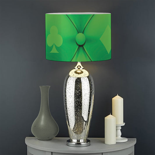 Green Playing Card Suits Pattern Print Drum Lamp Shade