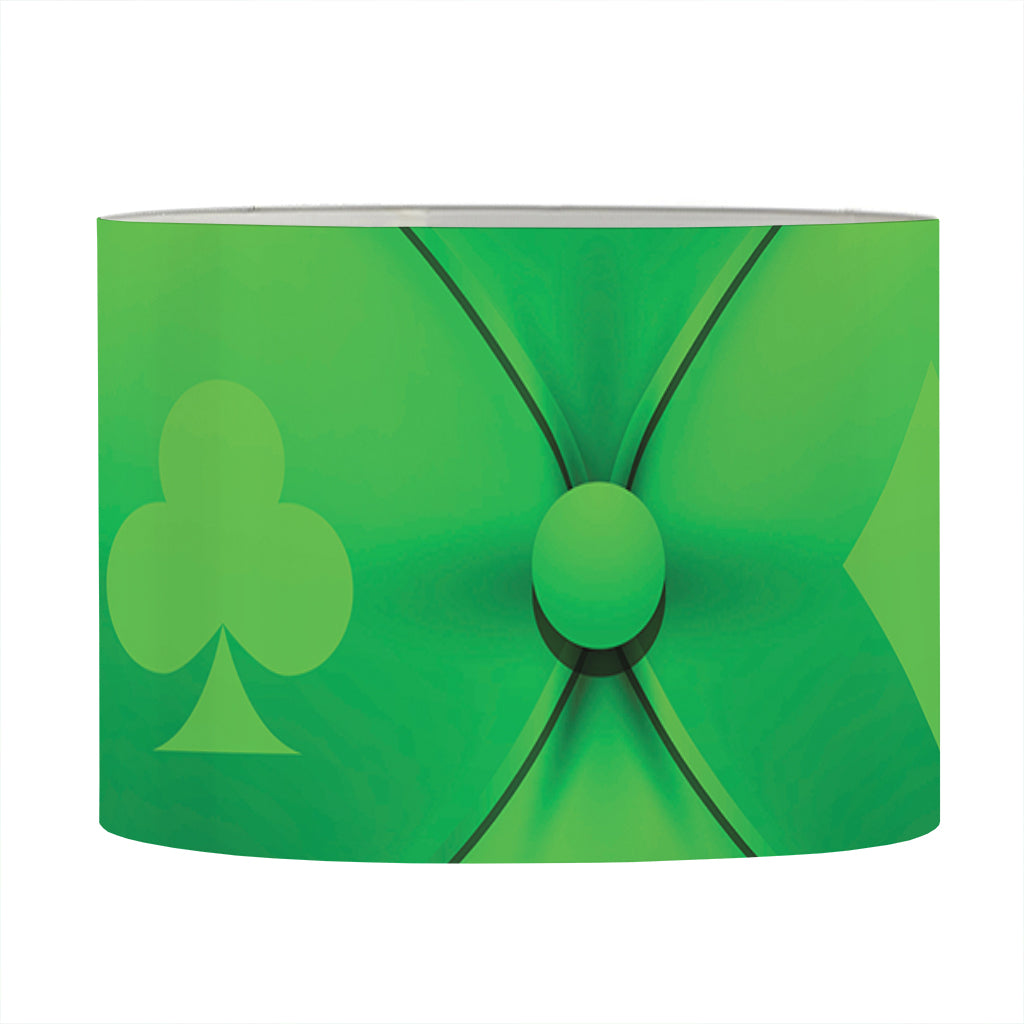 Green Playing Card Suits Pattern Print Drum Lamp Shade