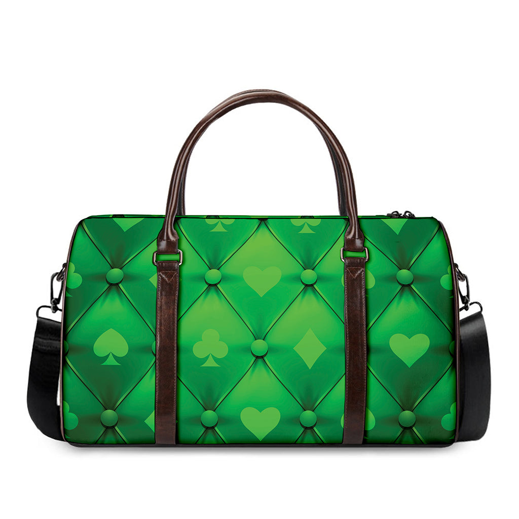 Green Playing Card Suits Pattern Print Duffle Bag