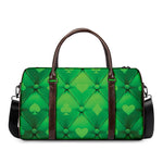 Green Playing Card Suits Pattern Print Duffle Bag