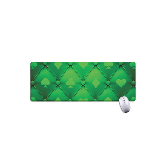 Green Playing Card Suits Pattern Print Extended Mouse Pad
