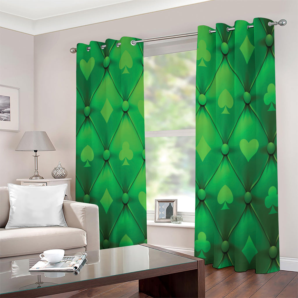 Green Playing Card Suits Pattern Print Extra Wide Grommet Curtains