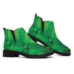 Green Playing Card Suits Pattern Print Flat Ankle Boots