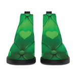 Green Playing Card Suits Pattern Print Flat Ankle Boots
