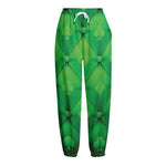 Green Playing Card Suits Pattern Print Fleece Lined Knit Pants