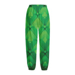 Green Playing Card Suits Pattern Print Fleece Lined Knit Pants