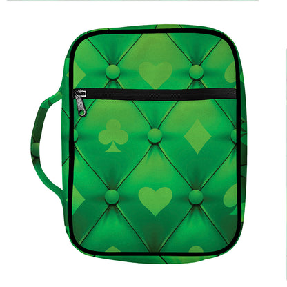 Green Playing Card Suits Pattern Print Front Pocket Bible Bag
