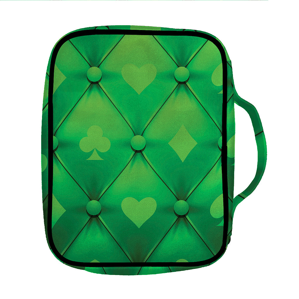 Green Playing Card Suits Pattern Print Front Pocket Bible Bag