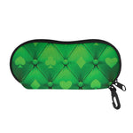 Green Playing Card Suits Pattern Print Glasses Case