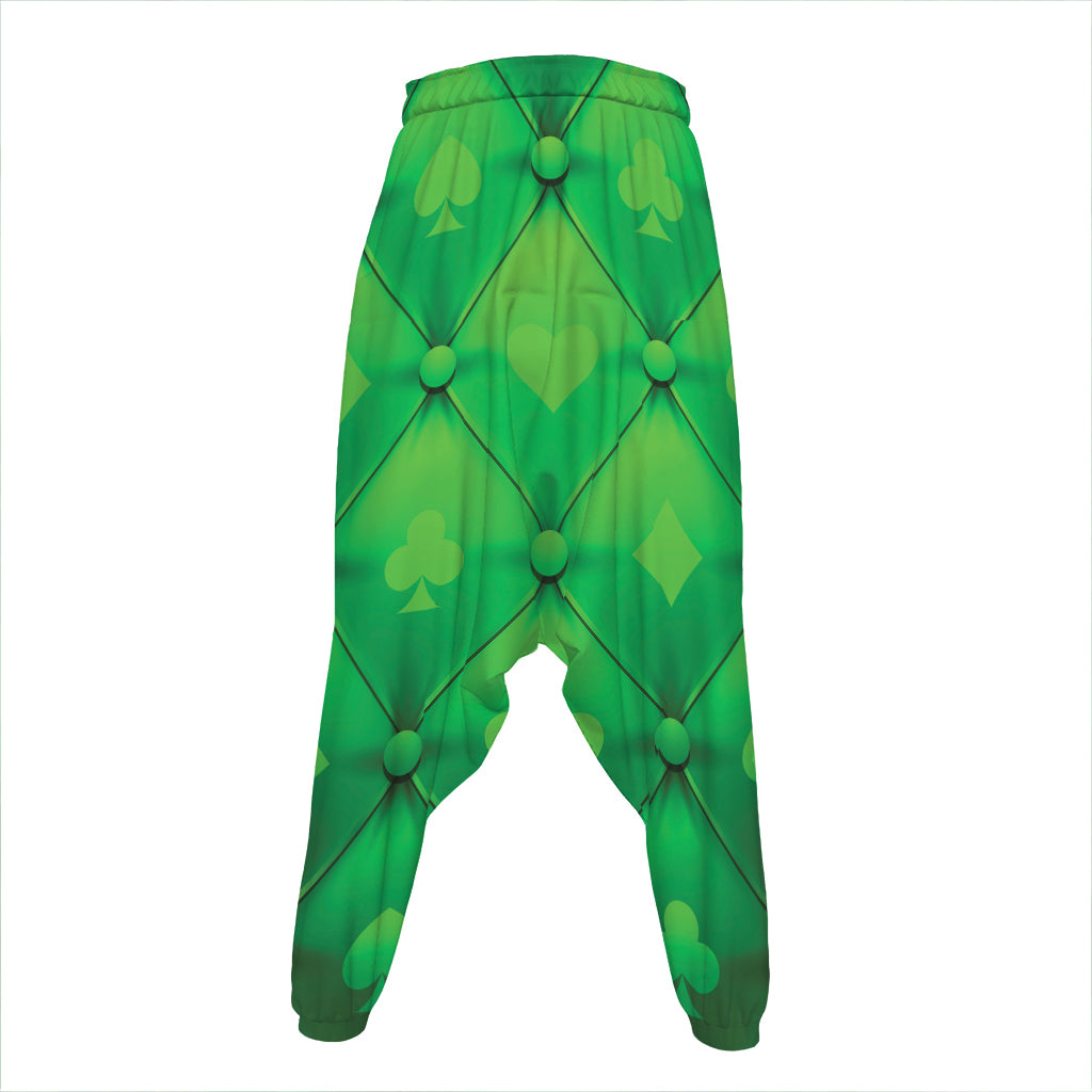 Green Playing Card Suits Pattern Print Hammer Pants