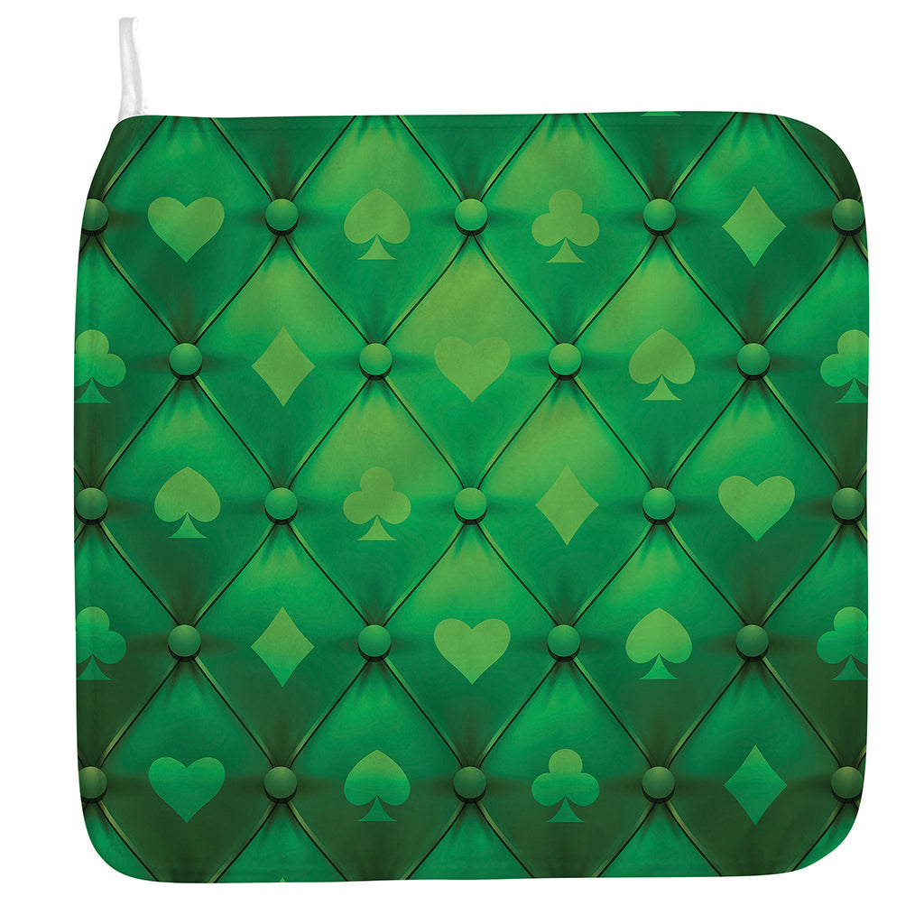 Green Playing Card Suits Pattern Print Hand Towel