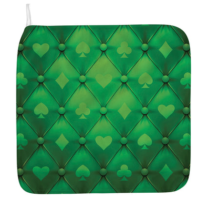 Green Playing Card Suits Pattern Print Hand Towel