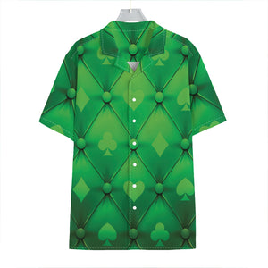 Green Playing Card Suits Pattern Print Hawaiian Shirt