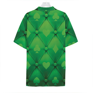 Green Playing Card Suits Pattern Print Hawaiian Shirt