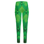 Green Playing Card Suits Pattern Print High-Waisted Pocket Leggings