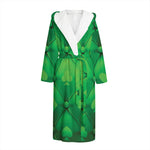 Green Playing Card Suits Pattern Print Hooded Bathrobe