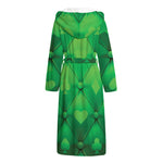 Green Playing Card Suits Pattern Print Hooded Bathrobe