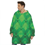 Green Playing Card Suits Pattern Print Hoodie Blanket