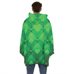 Green Playing Card Suits Pattern Print Hoodie Blanket