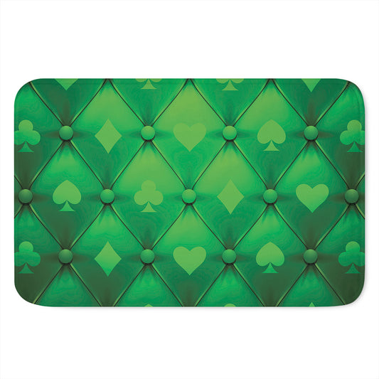 Green Playing Card Suits Pattern Print Indoor Door Mat