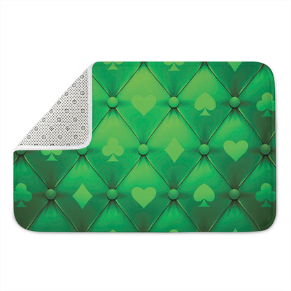 Green Playing Card Suits Pattern Print Indoor Door Mat