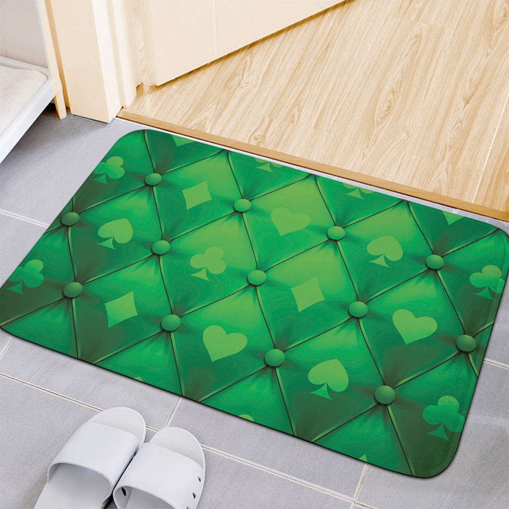 Green Playing Card Suits Pattern Print Indoor Door Mat