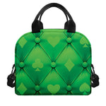 Green Playing Card Suits Pattern Print Insulated Lunch Bag
