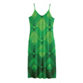 Green Playing Card Suits Pattern Print Jersey Midi Cami Dress