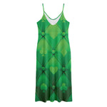 Green Playing Card Suits Pattern Print Jersey Midi Cami Dress