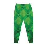 Green Playing Card Suits Pattern Print Jogger Pants