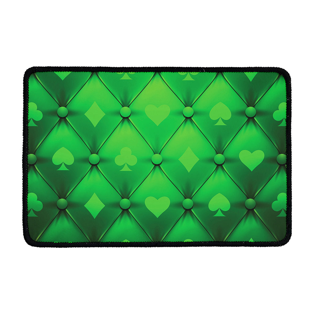 Green Playing Card Suits Pattern Print Kitchen Mat