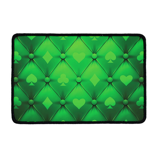 Green Playing Card Suits Pattern Print Kitchen Mat