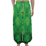 Green Playing Card Suits Pattern Print Lantern Pants