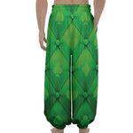 Green Playing Card Suits Pattern Print Lantern Pants