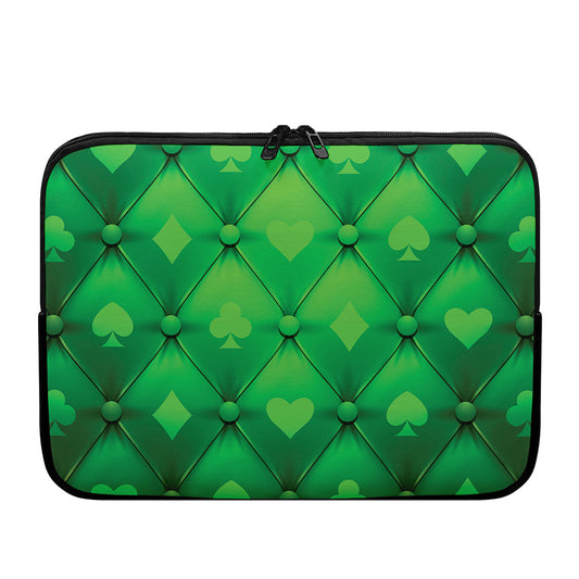 Green Playing Card Suits Pattern Print Laptop Sleeve