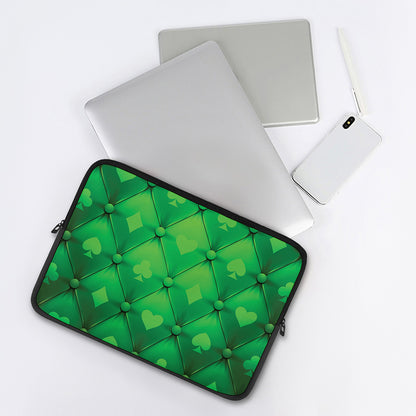 Green Playing Card Suits Pattern Print Laptop Sleeve