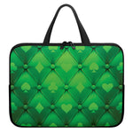 Green Playing Card Suits Pattern Print Laptop Sleeve With Handle