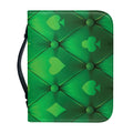 Green Playing Card Suits Pattern Print Leather Bible Cover
