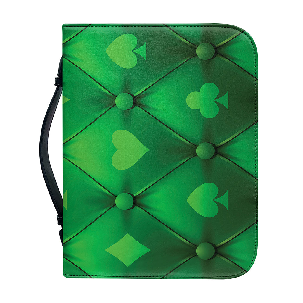 Green Playing Card Suits Pattern Print Leather Bible Cover