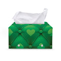 Green Playing Card Suits Pattern Print Leather Tissue Box Cover