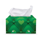 Green Playing Card Suits Pattern Print Leather Tissue Box Cover
