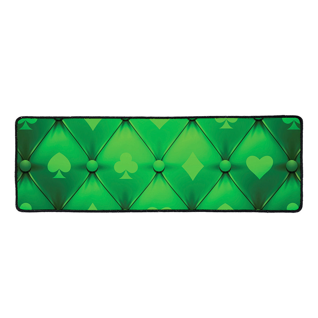 Green Playing Card Suits Pattern Print Long Kitchen Mat