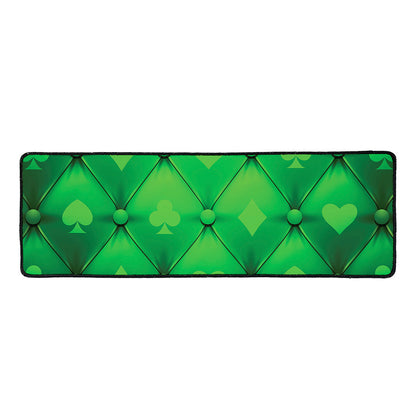Green Playing Card Suits Pattern Print Long Kitchen Mat