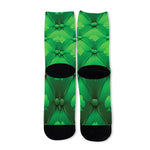 Green Playing Card Suits Pattern Print Long Socks