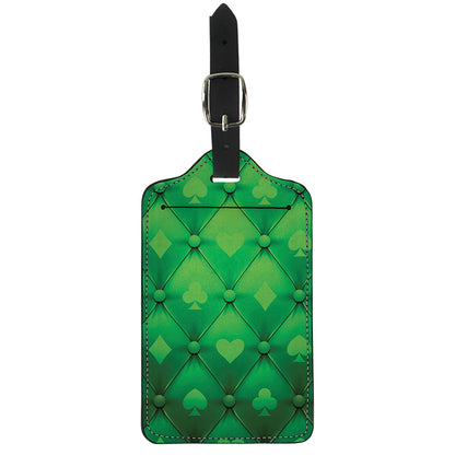 Green Playing Card Suits Pattern Print Luggage Tag