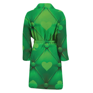 Green Playing Card Suits Pattern Print Men's Bathrobe