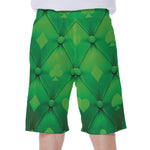 Green Playing Card Suits Pattern Print Men's Beach Shorts