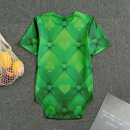 Green Playing Card Suits Pattern Print Men's Bodysuit