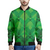 Green Playing Card Suits Pattern Print Men's Bomber Jacket